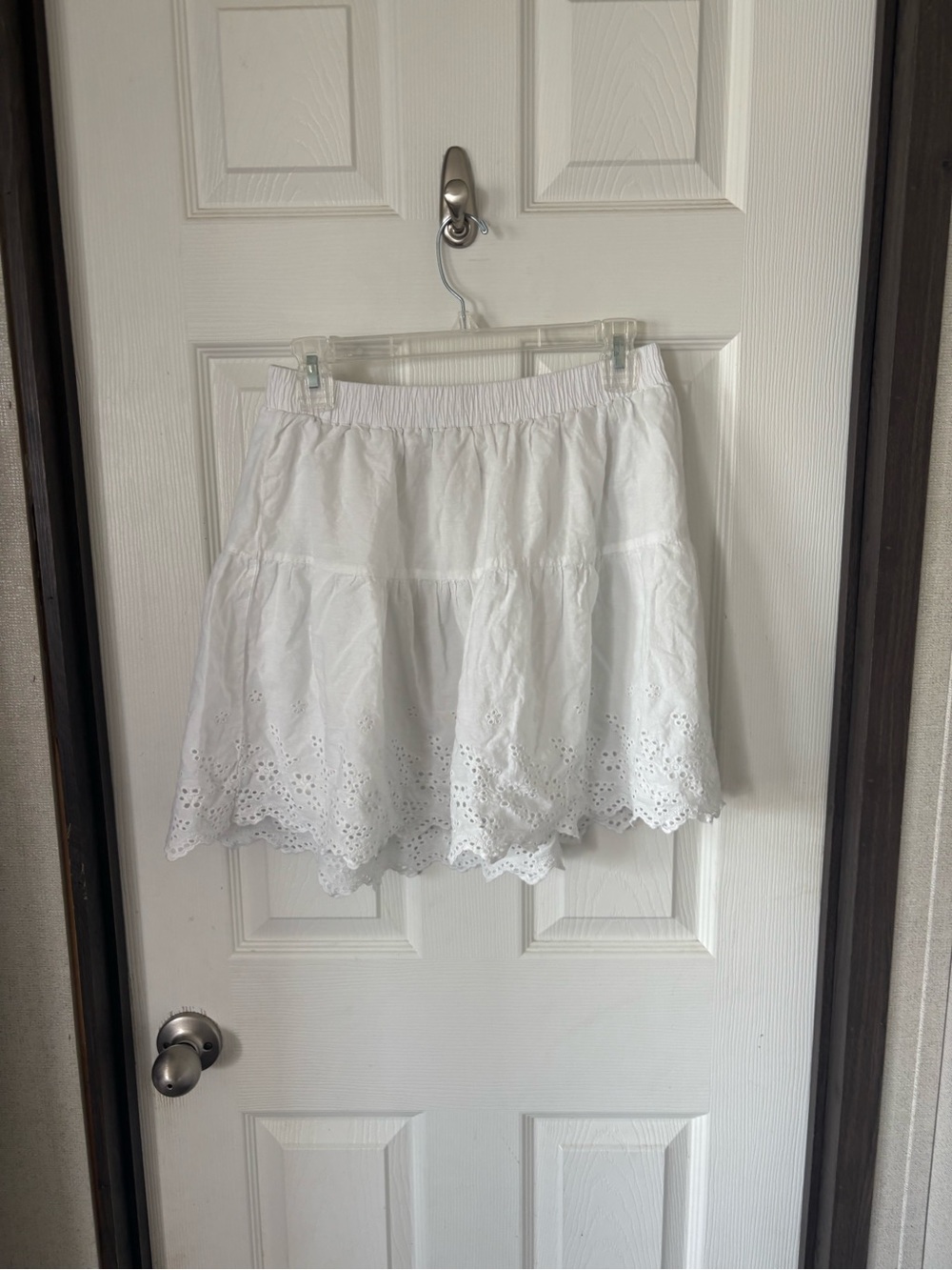 Umgee White Eyelet Tiered A-Line Mini Skirt